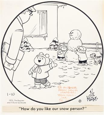 BIL KEANE (1922-2011) How do you like our snow person? * Mrs. Tippit must be a good mommy. [COMICS / FAMILY CIRCUS]